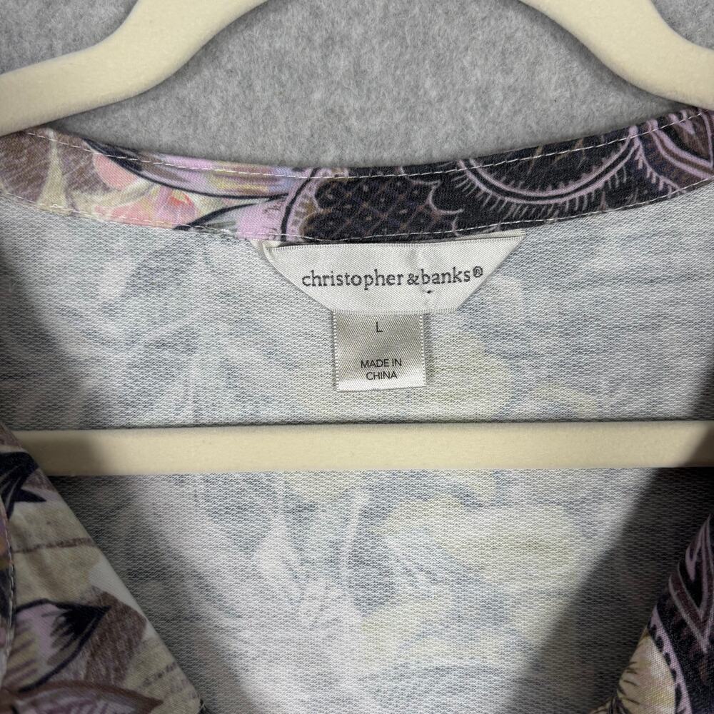 Christopher Banks Shirt Large Floral Paisley 1/4 … - image 6